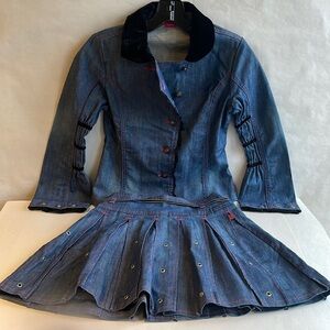 Escada Girls Denim Skirt and Jacket Set Size 10